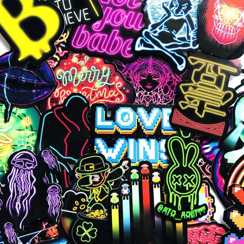 50/75 шт неоновый светильник наклейки подарки игрушки для детей аниме животные