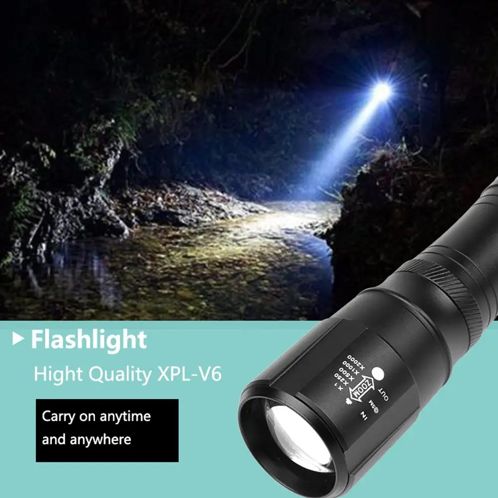 Портативный фонарик с фокусом водонепроницаемый фонарь для пеших прогулок 18650