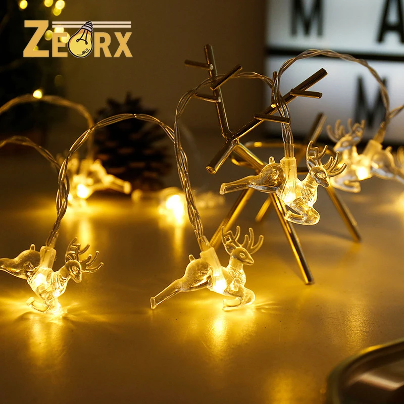 

Christmas Lights Reindeer String Lights 1.5m 10LED Battery Operated for Bedroom Mantel Doorway Tree Tent Indoor Outdoor Decor