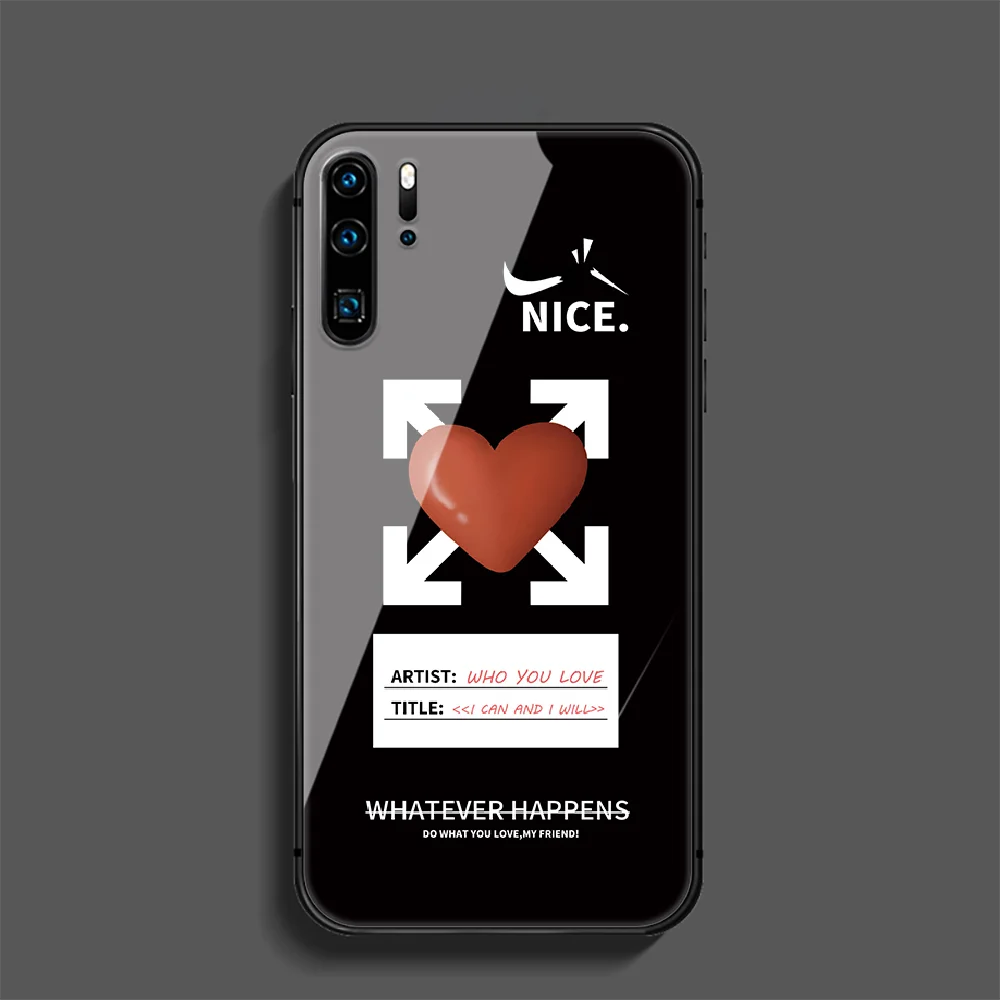 

Off Luxury Fashion Brand Phone Tempered Glass Case Cover For Huawei Mate P 10 20 30 40 Lite Pro Smart Z 2019 Fashion Cover