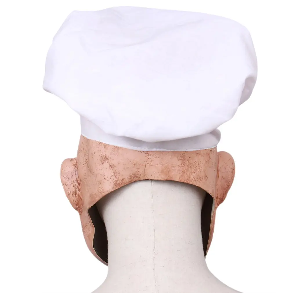 

Latex Bearded Chef Butcher Mask Halloween Haunted House Ghost Headgear Masquerade Party Cosplay Realistic Scary Props