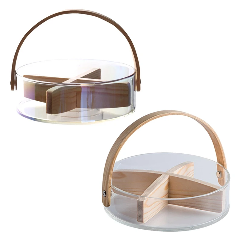 

Split Glass Snack Fruit Plate Candy Box Portable Basket Nordic Style Home Fruit Plate
