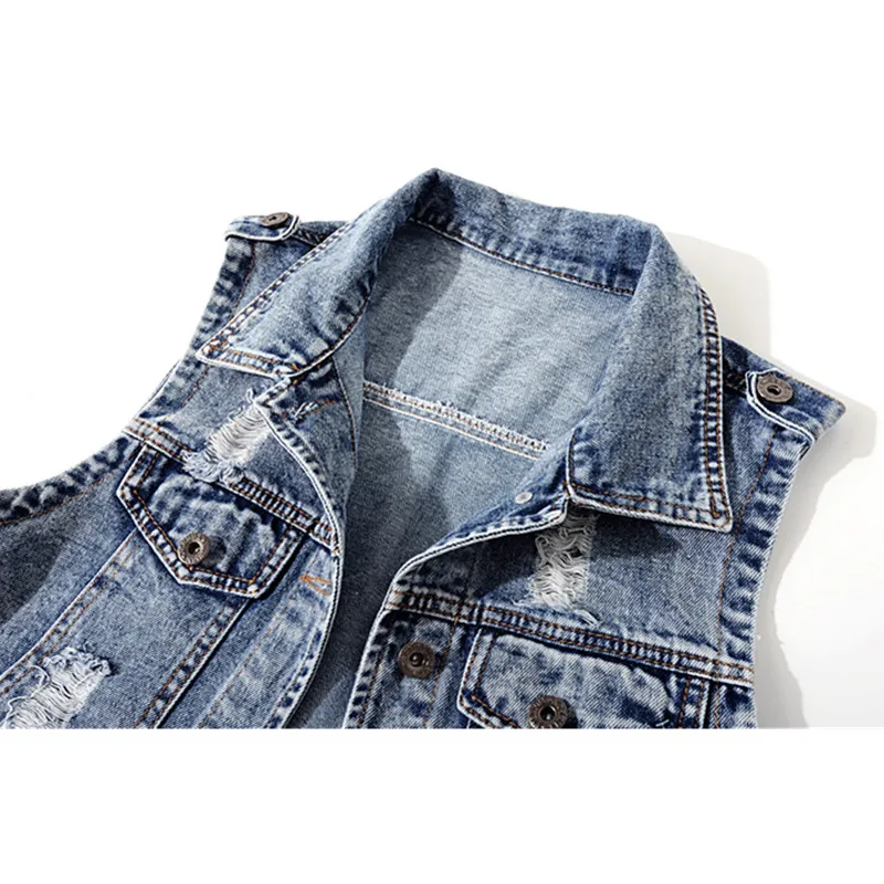 2021 летние винтажные тертые сине размера плюс тонкий джинсовый жилет для женщин с