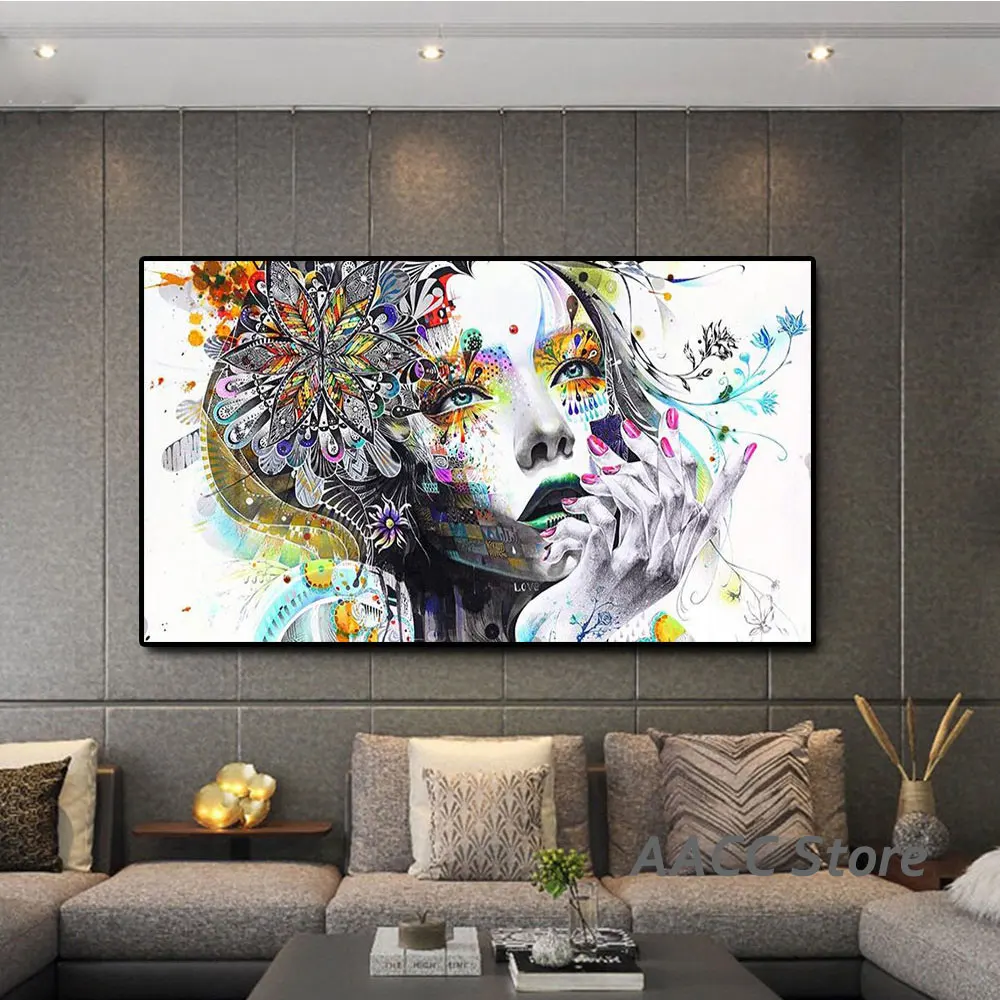 Картина на холсте с изображением красивой девушки в современном стиле настенные