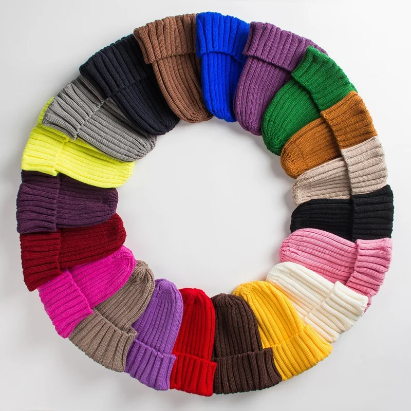 

Hat Female Unisex Cotton Blends Solid Warm Soft HIP HOP Knitted Hats Men Winter Caps Women Skullies Beanies For Girl Dropship