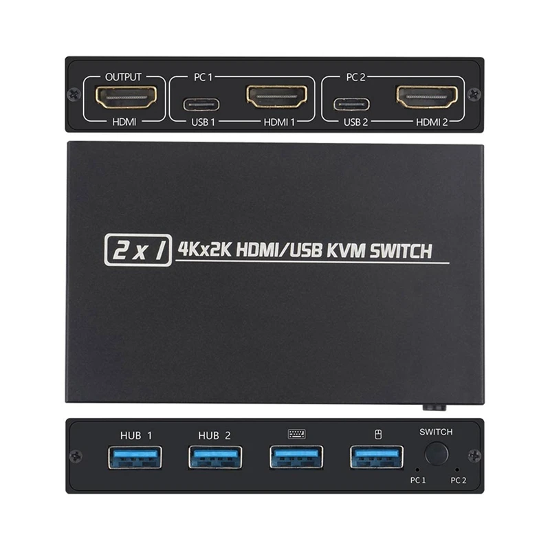 2-портовый USB KVM 4K переключатель разветвитель клавиатура и мышь адаптивные EDID / HDCP