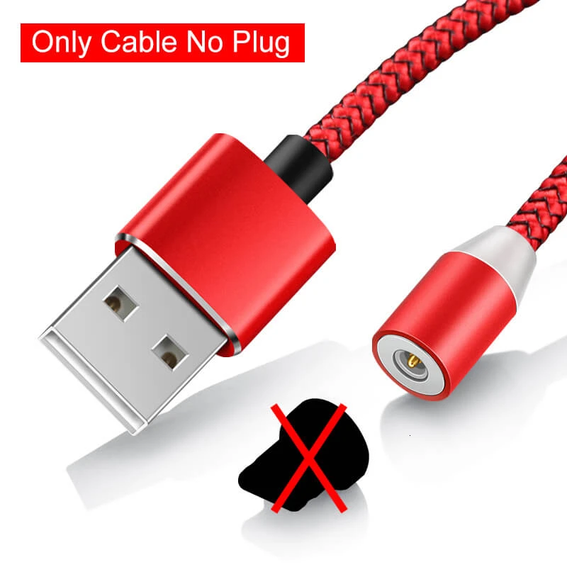 Red Cable No Plug Elough Магнитный зарядный Micro USB кабель зарядное устройство для iPhone Xiaomi Мобильный телефон Магнит USB зарядное устройство Тип C кабель Шнур El360 - Цвет: Red Cable No Plug