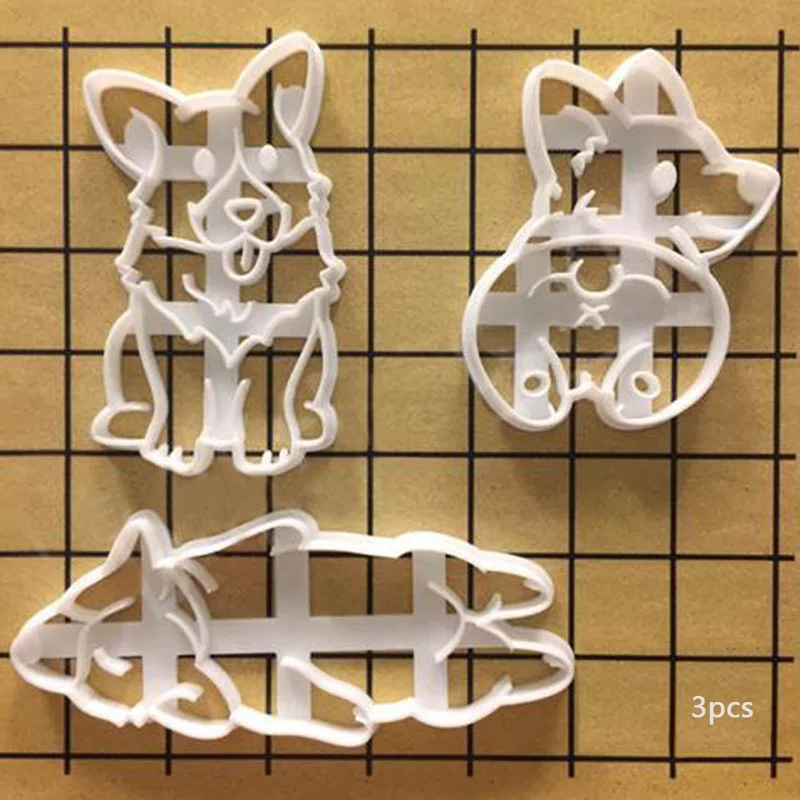 

3 Type 3Pcs/set Cute Corgi Dog Shaped Cookie Cutters Mold Cookie Mold Kitchenware Bakeware DIY Tool Cake Decorating Tools