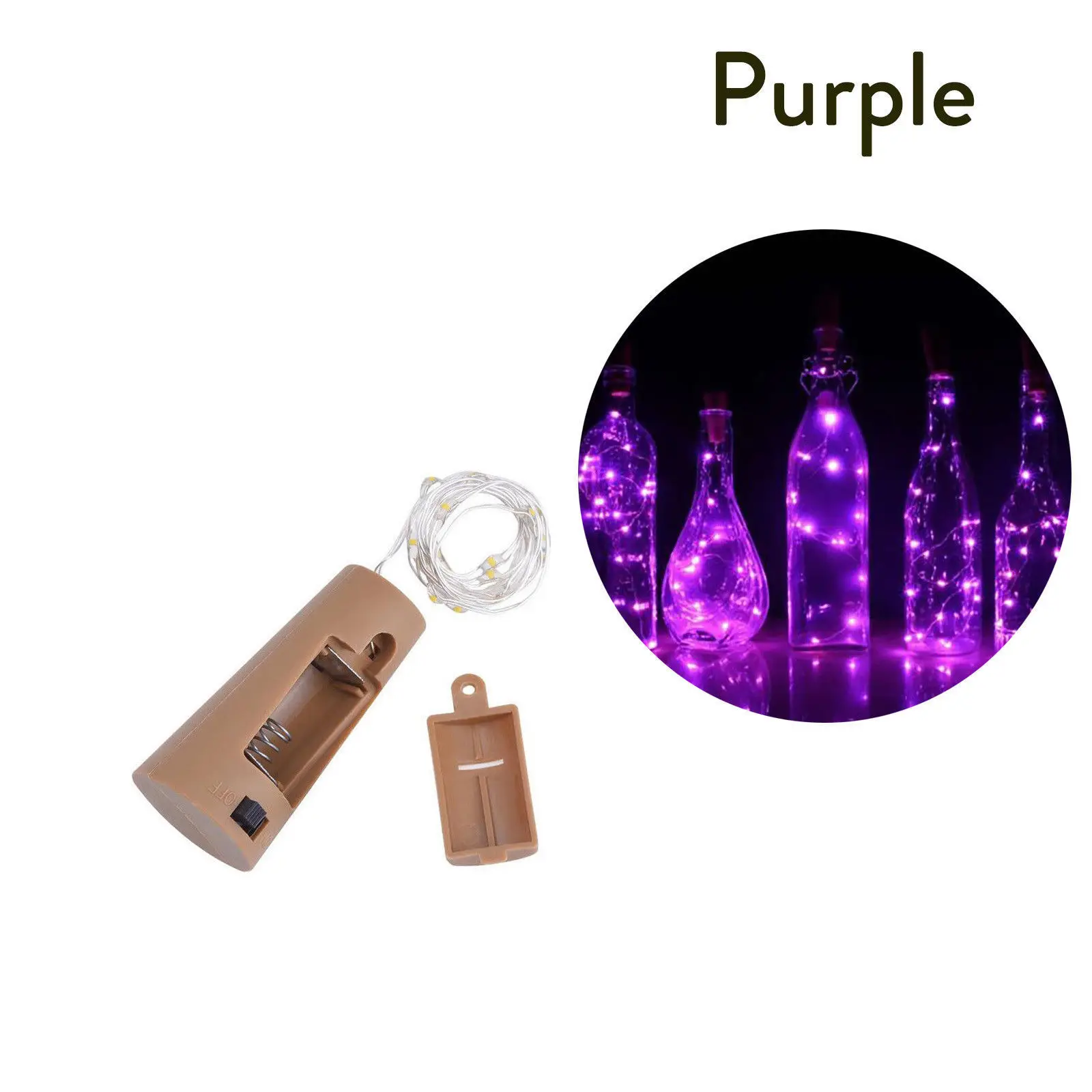 Purple 10 20 30 светодиодный s пробковый светодиодный светильник, медная проволока, праздничный уличный Сказочный светильник s для рождественской вечеринки, свадебного украшения - Испускаемый цвет: Purple