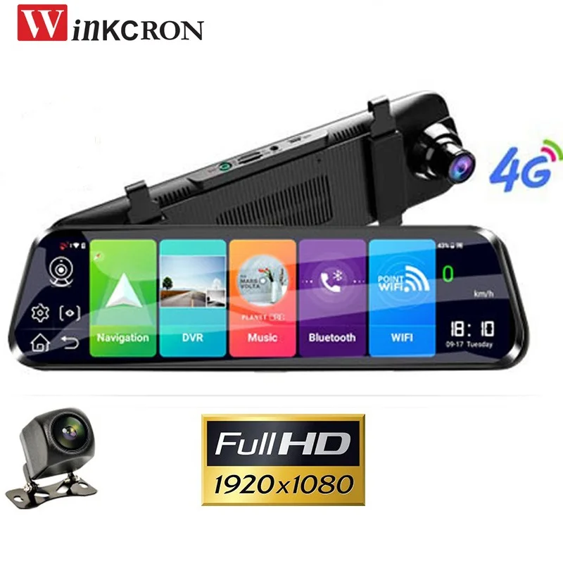 Видеорегистратор-зеркало заднего вида 10 дюймов IPS 4G Android 8 1 FHD 1080P ADAS GPS DVRS |