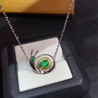 natural emerald necklace pendant genuine 925 sterling silver for women heart shaped real gemstone fine jewelry