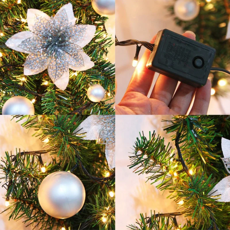 

LED Christmas Wreath Christmas Rattan Artificial Flower Vine Plant US-standard Or European-style Plug 8.8ft Home Decoration