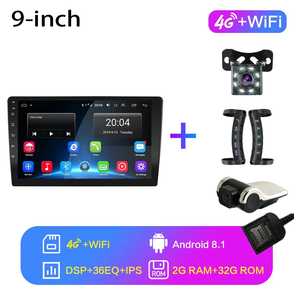 4G-WIFI 2G-32G 2G+ 32G 2din Android 8,1 GO Автомобильный мультимедийный видео плеер 9 дюймов универсальный автомобильный Радио gps навигация wifi плеер, без DVD - Цвет: 4G-WIFI 2G-32G