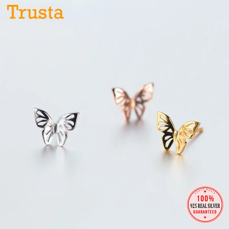 Женские серьги гвоздики из серебра 100% пробы 10 х8 мм|butterfly stud earrings|stud earringsearrings gift |