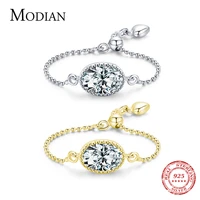 modian 925 sterling silver open size oval clear cz finger ring dazzling shiny crystal rings wedding jewelry for women 2021 gifts