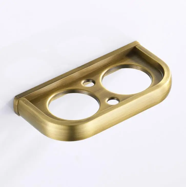 Античный латунный держатель для чашки ванной комнаты двойной строительный полка