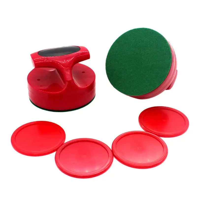 

Air Hockey Pushers and Red Air Hockey Pucks for Game Tables 2 Strikers 4 Pucks 24BD