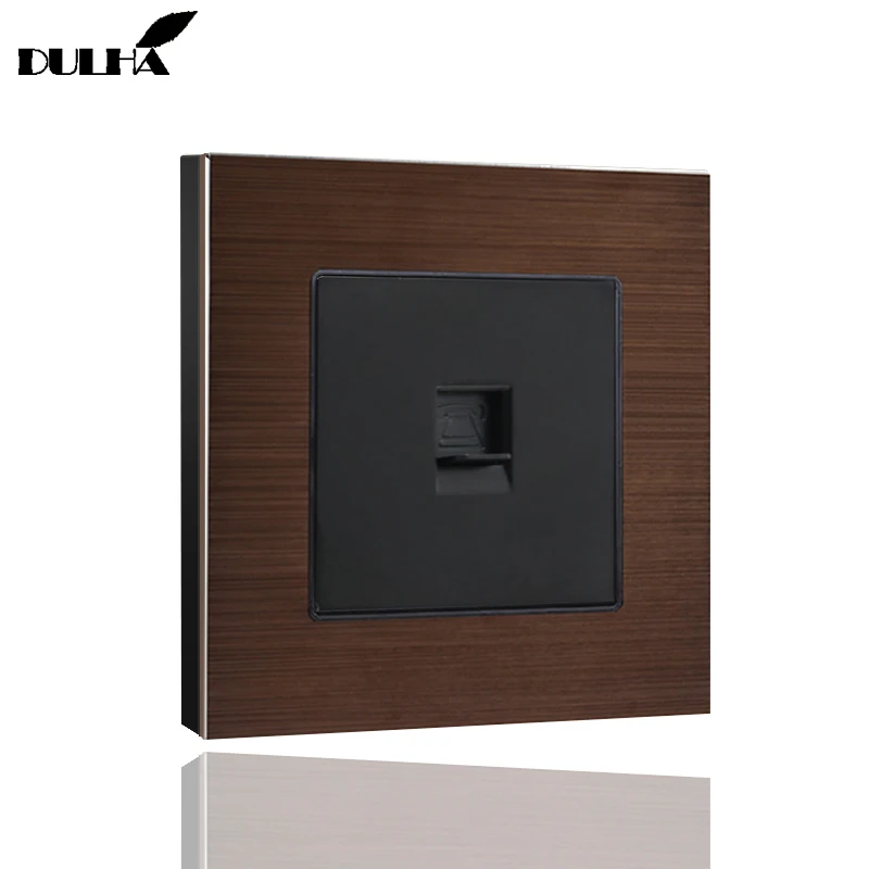 Brushed Aluminum Satin Metal Panel Telephone Wall Socket UK US EU Standard Wiring Phone Electric Tel RJ11 Port Jack Plug Outlet |