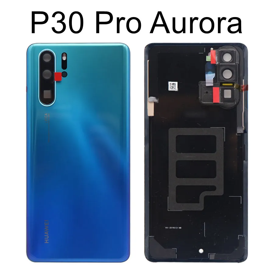 Для huawei P30 задняя крышка батарейного отсека задняя стеклянная дверь Корпус чехол ELE L09 L29 для huawei P30 Pro крышка батареи+ объектив камеры VOG L04 - Цвет: P30 Pro Aurora