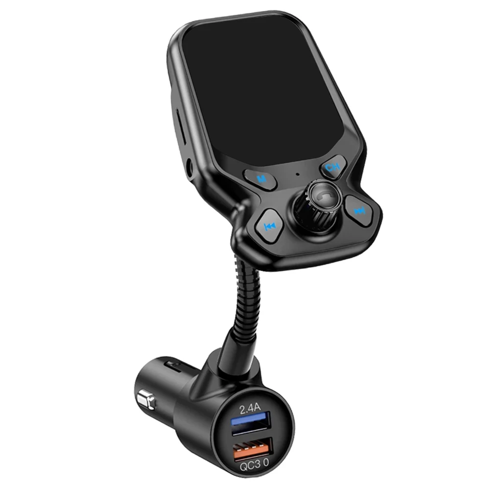 

Car Bluetooth-compatible 5.0 Car MP3 Audio AUX Player FM Transmitter Wireless Handsfree Car Kit QC 3.0 Dual USB Car Charger Auto