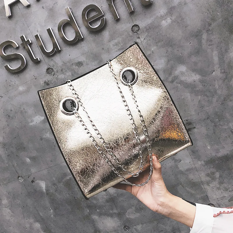 Винтажные 2019 сумки-мессенджеры для женщин Лаковая Глянцевая цепь сумки из