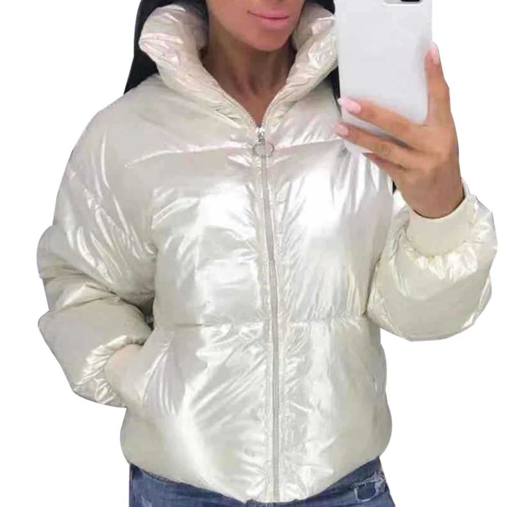 CALOFE 2020 новая глянцевая зимняя куртка с хлопковой подкладкой для женщин толстая