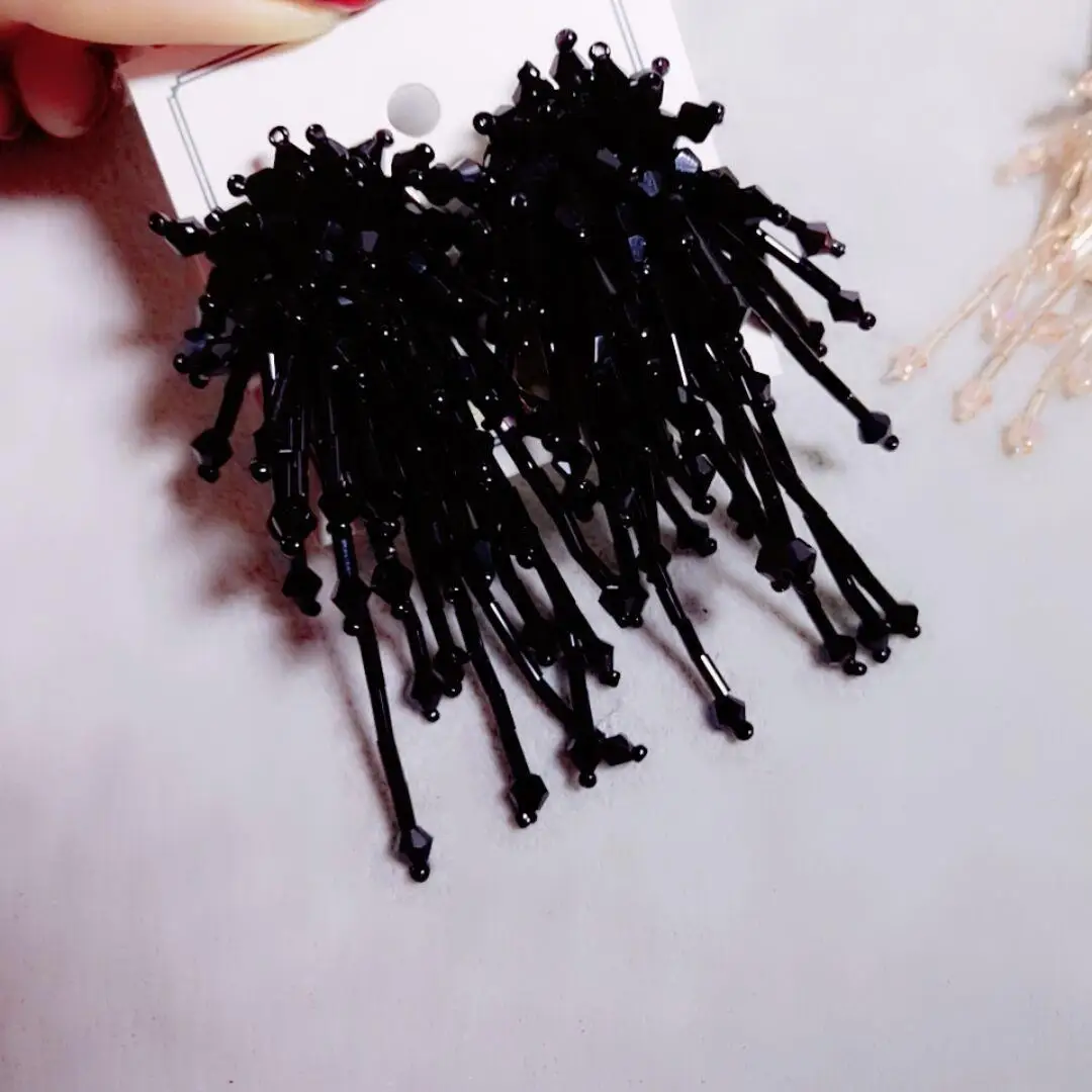 Модные длинные висячие серьги с бусинами богемные женские кисточками вечерние