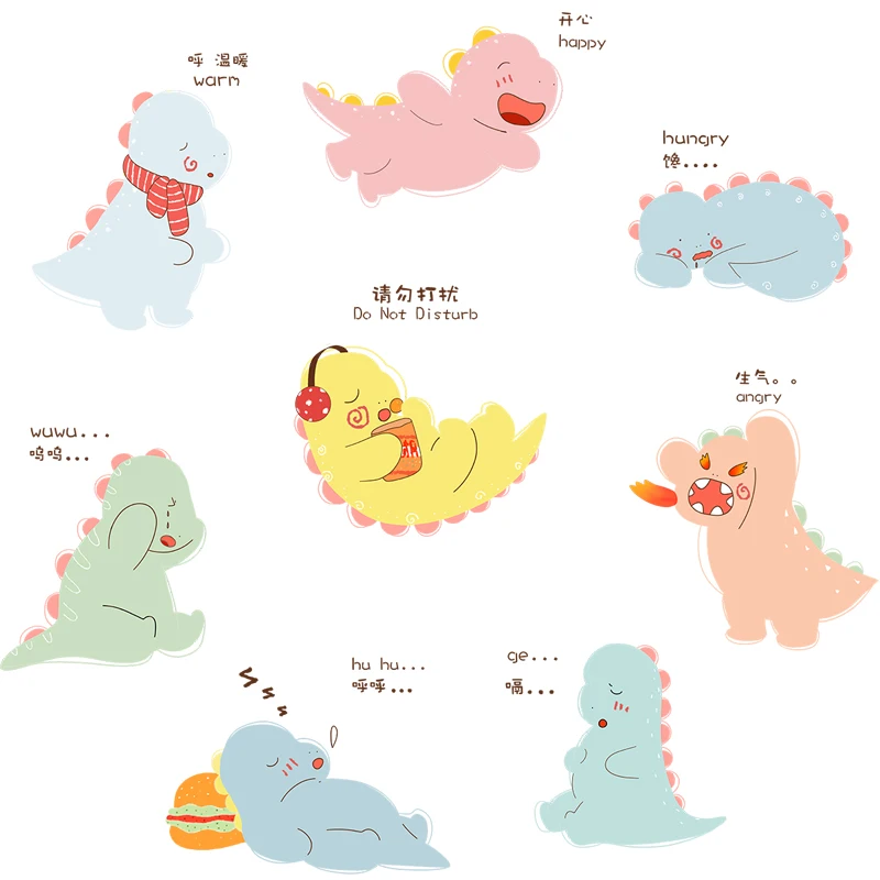 

Cute Cartoon Dinosaurs Wall Stickers for Kids Rooms Living Room Bedroom Wall Decoration DIY Vinyl Wallpaper Art Decals