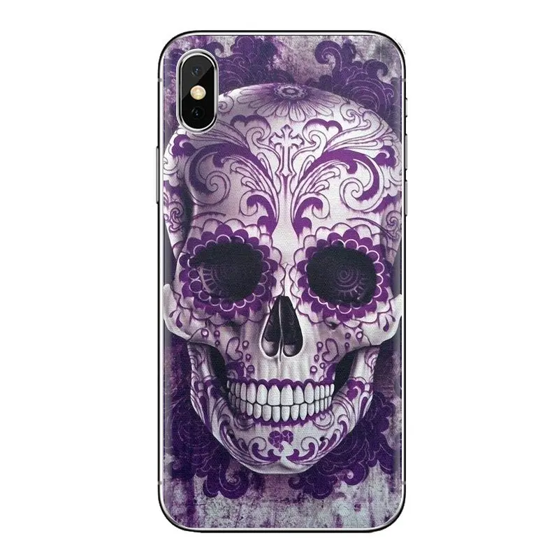 Для samsung Galaxy S2 S3 S4 S5 MINI S6 S7 edge S8 S9 Plus Note 2 3 4 5 8 Coque Fundas сахарный череп розовые цветы