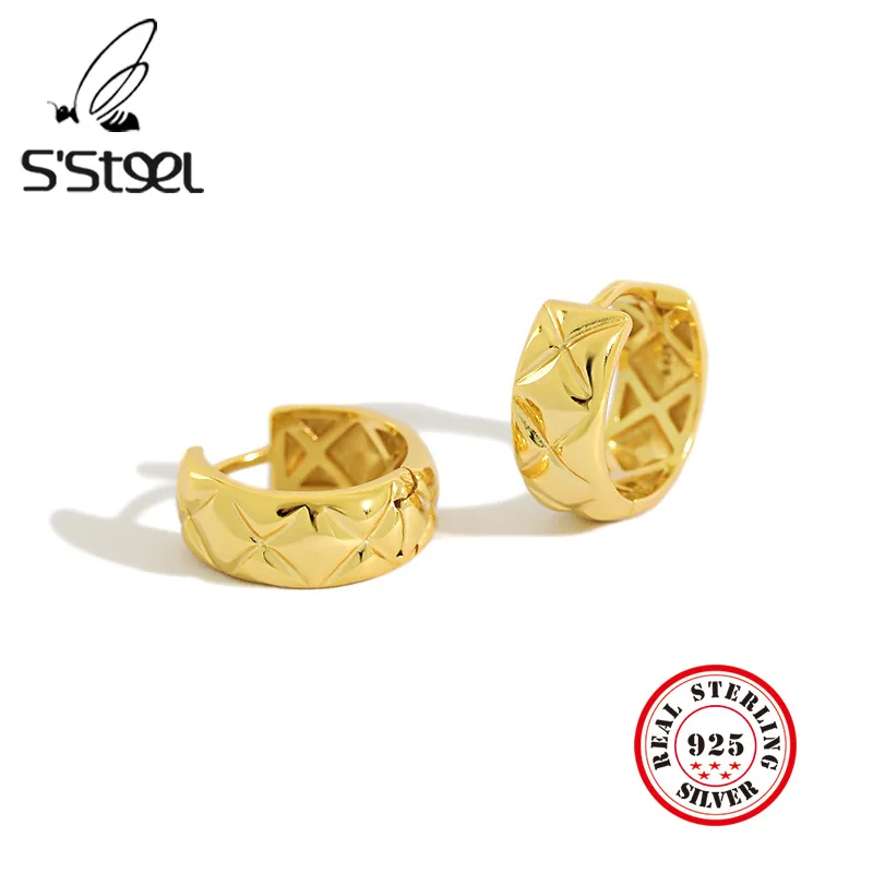 

S'STEEL 925 Sterling Silver Small Hoop Earrings For Women Korean Cute Minimalist Hoops Earings Gold Earring Oorbellen Jewelry