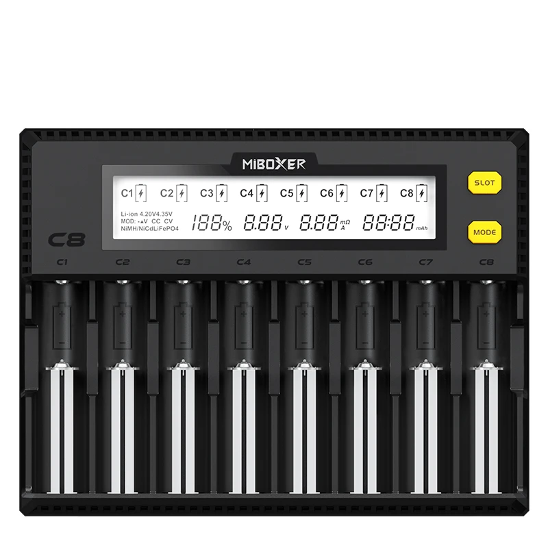 

Free Shiping C8 LCD Lithium Battery Charger Eight-way Smart Battery Tester 18650 High Precision Charging Electronic Power Meter