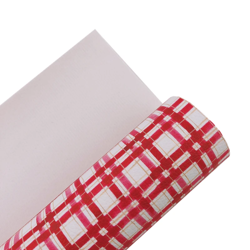 Новинка листы из искусственной кожи с рисунком радуги 30x22 см в красную клетку