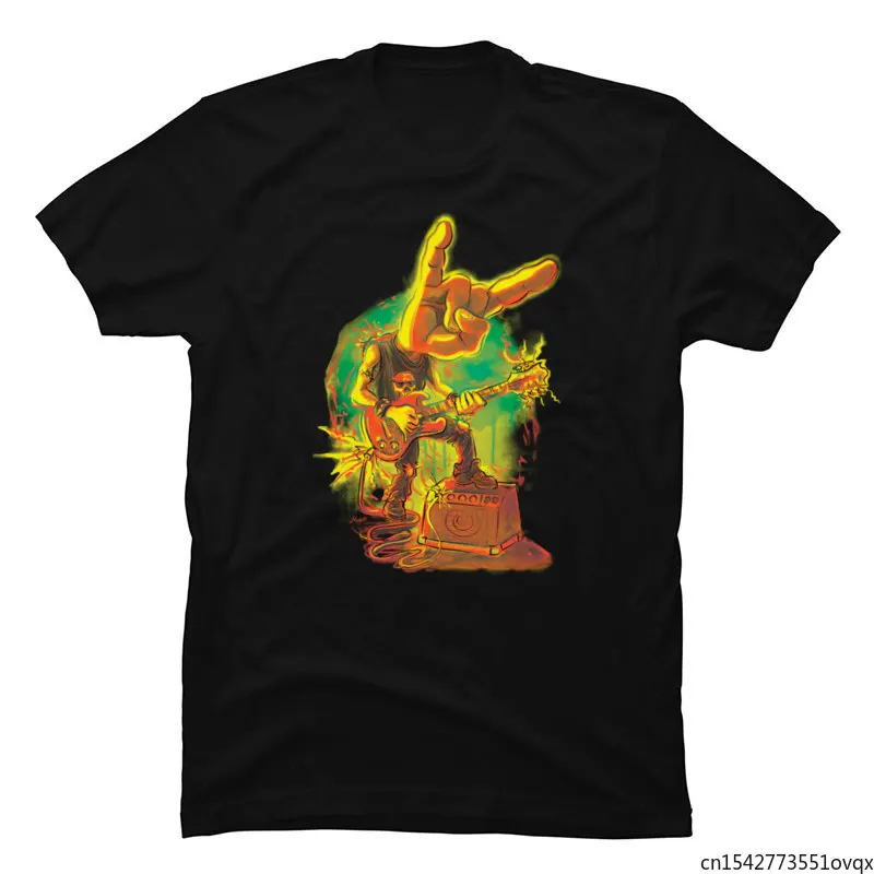 

Rock Hand Horns Guitar Group Tops T Shirt Crew Neck Men T Shirt Casual Tops Shirt Faddish Short Sleeve T-Shirt For Men