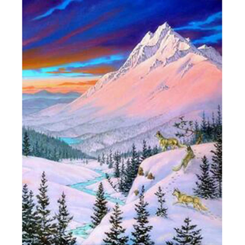 Алмазная живопись 5D сделай сам квадратная/круглая алмазная с пейзажем Снежная