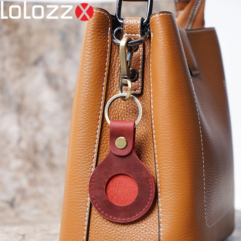 

Crazy Horse Leather Key Ring Is Suitable For Apple Airtags Protective Cover Shell Anti-lost Device Tracker Anti-Scratch Air Tag