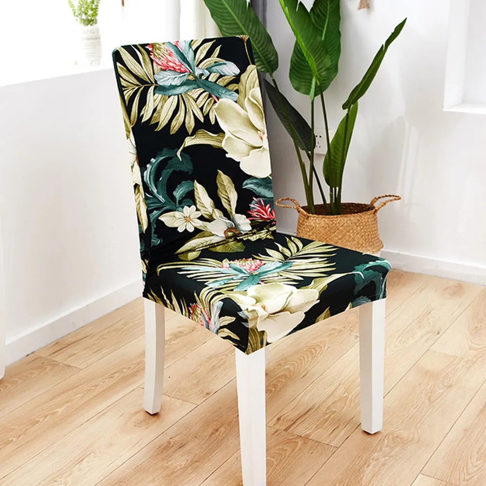 

Чехол на стул эластичный универсальный из полиэстера и спандекса с цветочным принтом