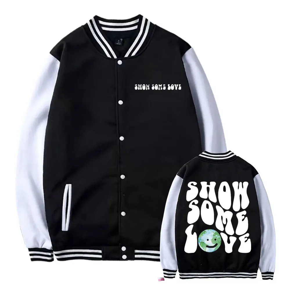 

Show Some Love Baseball Uniform Kawaii Cute Earth Print Jacket Men Women Fashion Jackets Autumn Winter Mens Coat New Man Clothes