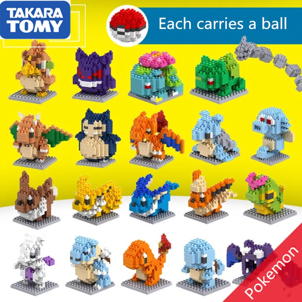 

20 styles Pokemon blocks ball small particles mini building assembled Pikachu toy educational toys