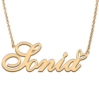 love heart sonia name necklace for women stainless steel gold silver nameplate pendant femme mother child girls gift