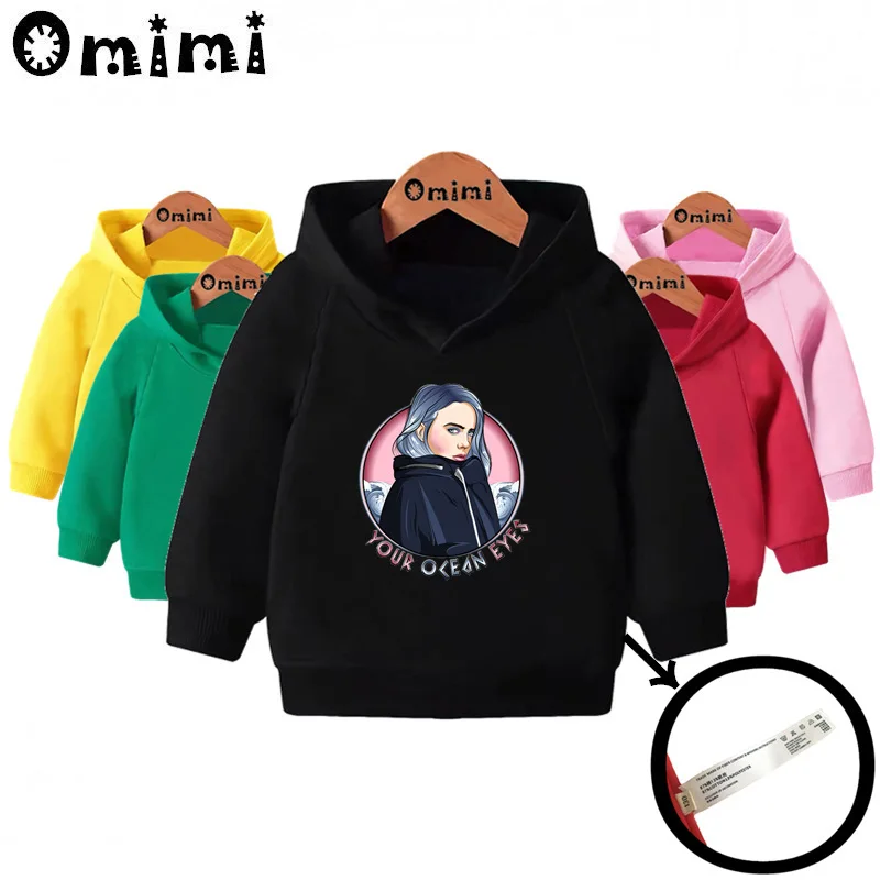 Детские толстовки Billie Eilish в стиле хип хоп детские повседневные с капюшоном
