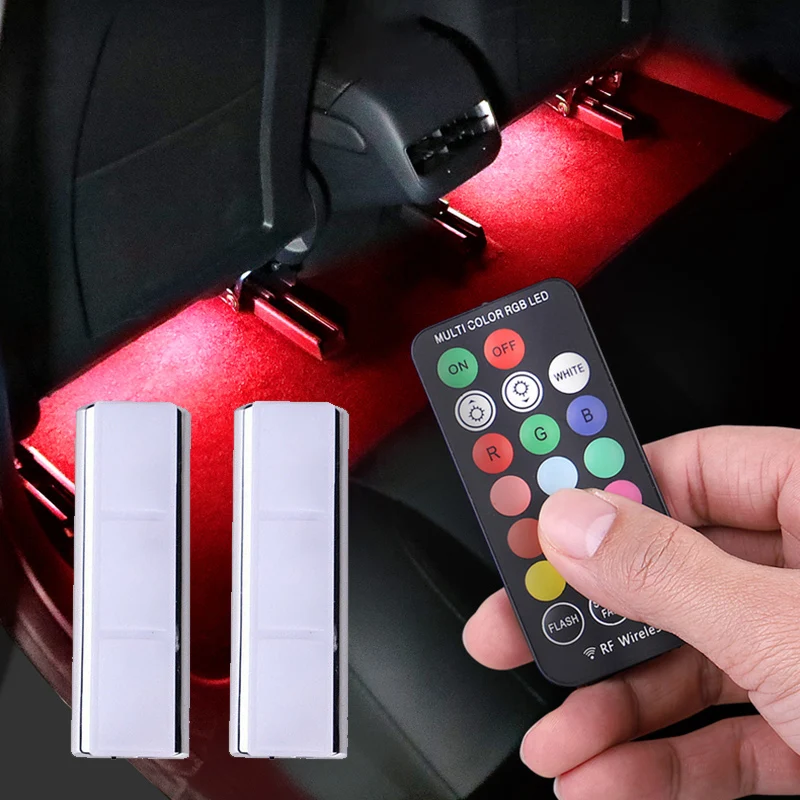 

Niscarda Charging Portable No Wiring RGB LED USB Wireless Remote Car Multiple Modes Decorative Lamp Auto Interior Ambient Light