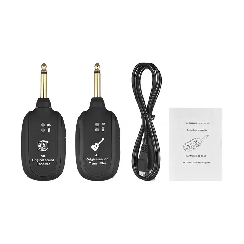 

UHF Guitar Wireless System Transmitter Receiver Built-in Rechargeable wireless guitar transmitter