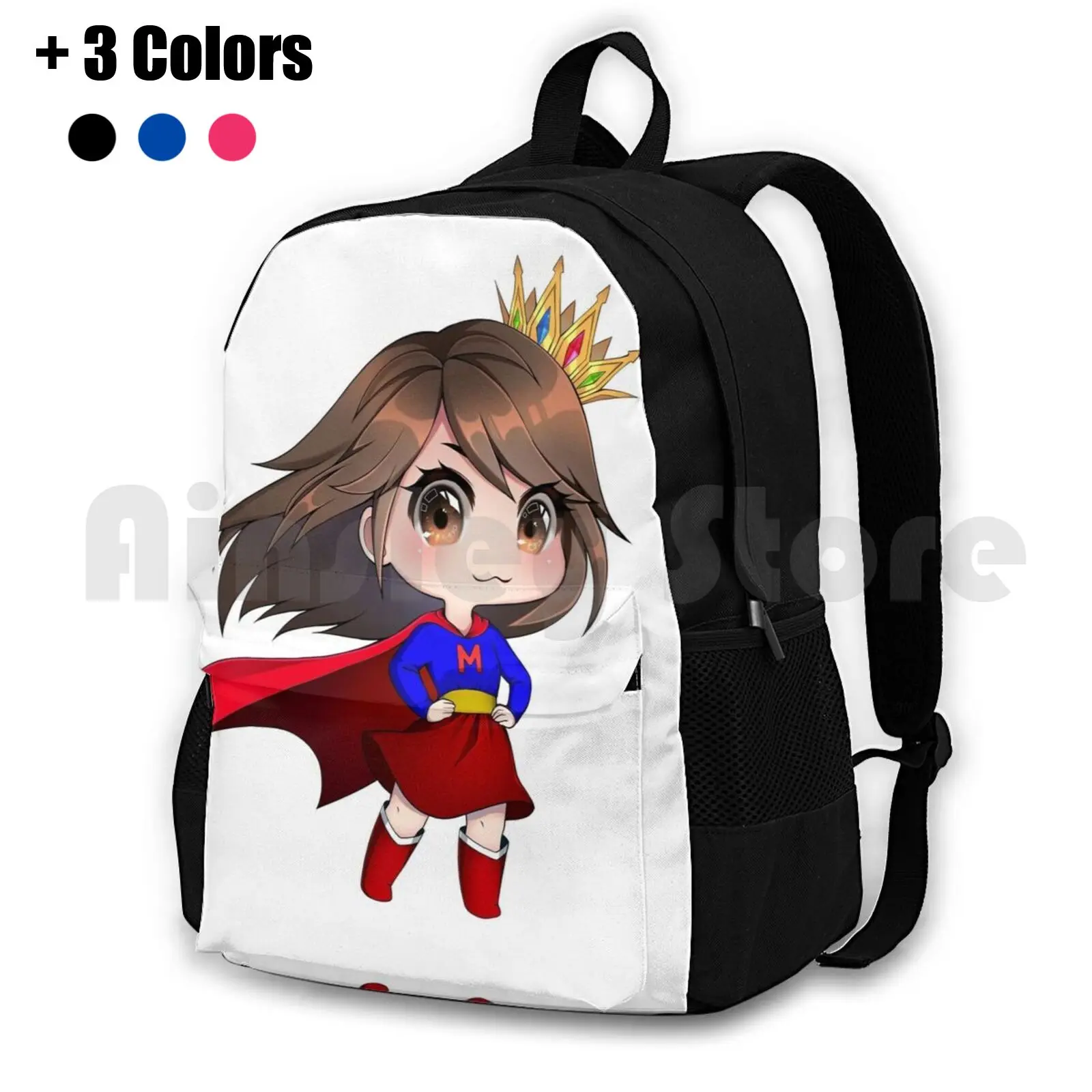 

Superhero Mish Outdoor Hiking Backpack Riding Climbing Sports Bag Superhero Mishmanners Chibi Streamer Hero Twitch Streamer