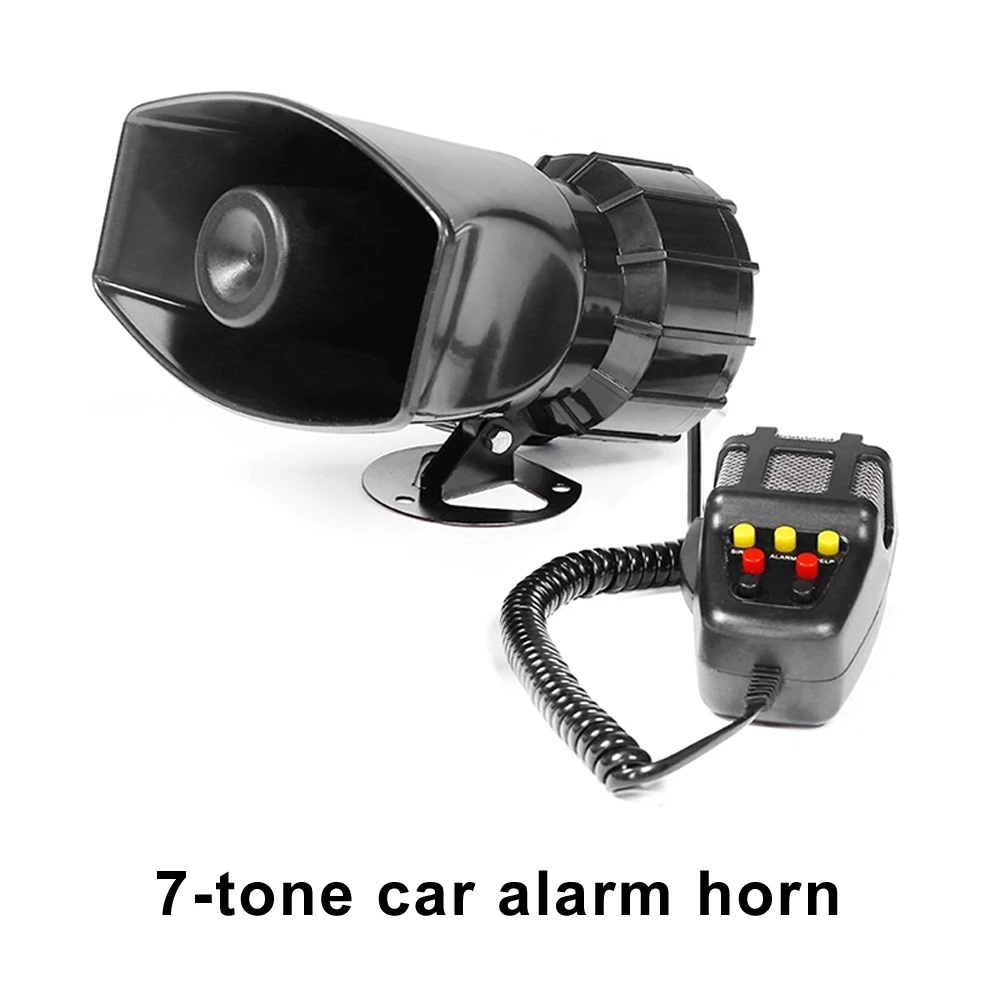 

Car Warning Alarm Police Fire Siren Air Bugle PA Speaker 12V Siren Air Horn Megaphone Car Horn 110DB 7-sound Loud
