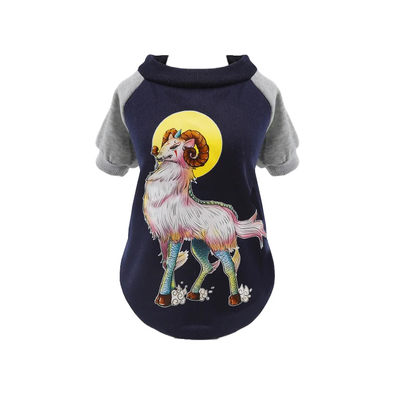 Navy Blue Тотемная печать зимняя одежда для собак тонкая флисовая подкладка собака рубашка маленькое пальто для собаки щенка верхняя одежда с капюшоном домашнее животное зимняя одежда для собак и кошек - Цвет: Navy Blue