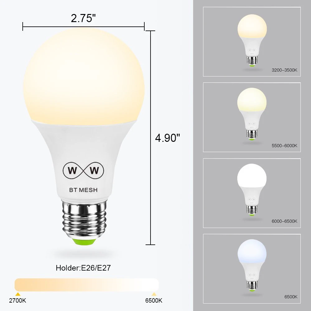 Лампа E27 Smart Light Bulb Dimmable Lamp 4.5W с динамиком, совместимая с Bluetooth, Mesh LED, управляемая смартфоном / пультом дистанционного управления D20.