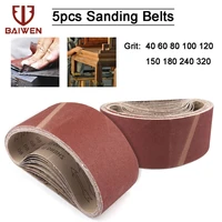 5pcs 610100mm ao sanding abrasive belts 40 320 grit set for wood soft metal polishing sander grinding edge durability