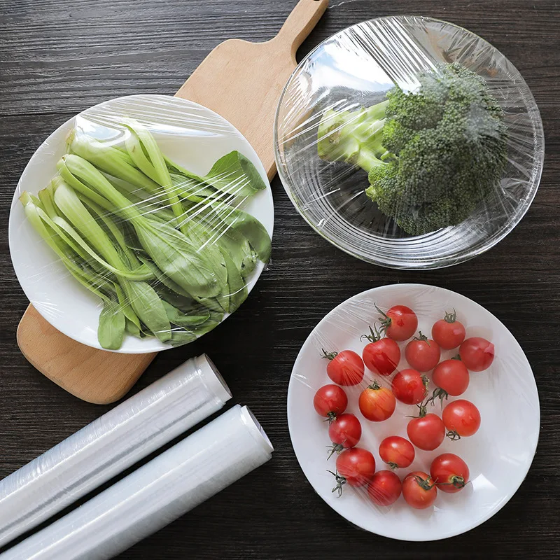 

A Roll of Food Cling Film Healthy Food-Grade Sealing PE Film Suitable for Bar Refrigerators Kitchen Storage Accessories