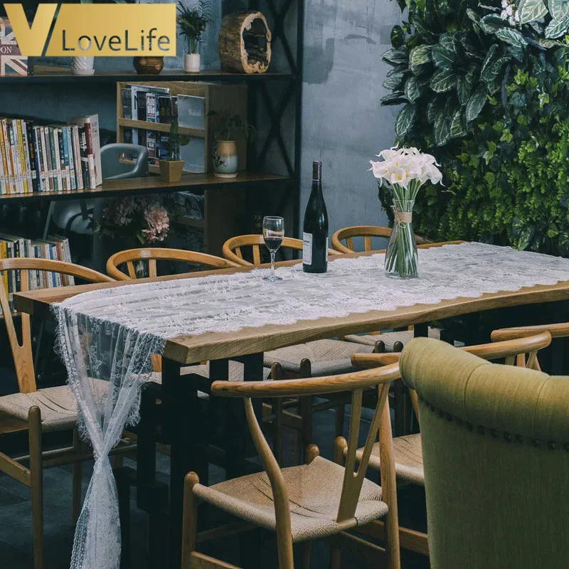 Кружевная скатерть для стола свадебная белая бохо с бахромой вечерние украшения