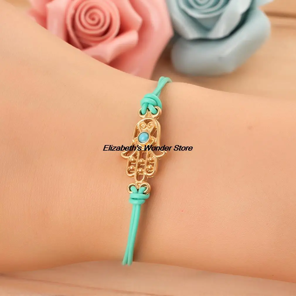 Новинка модные ювелирные с золотым оттенком очаровательный браслет Хамса на